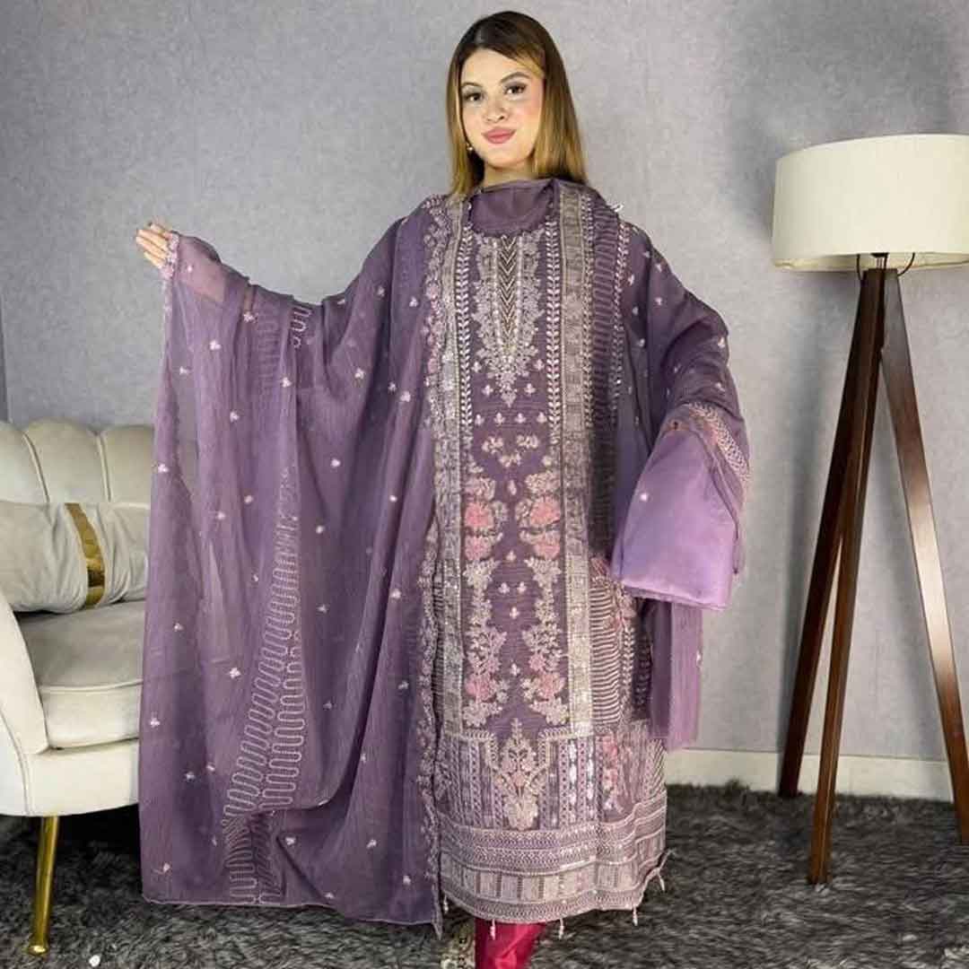 48 শিফনের আনরেডি পার্টি ড্রেস। - Image 1